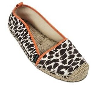 C Wonder Leopard Print Espadrille Flat Women's Size 7 Orange Trim